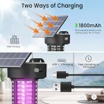 Solar Bug Zapper Outdoor, Garden Mosquito Zapper Waterproof & Cordless & Rechargeable & Auto On/Off and Manual Mode，Flying Insect Zapper Mosquito Killer Lamp Catcher for Patio Camping