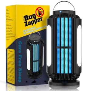 Houyond Bug Zapper Outdoor, Solar Bug Zapper with 3 Solar Panels, IP65 Bug Zapper Indoor for Home, 3600mAh Mosquito Killer for Backyard