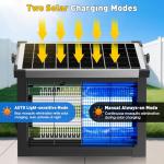 Bug Zapper Outdoor Solar Powered, Zwiran Mosquito Zapper Indoor with 4500V High Powered, Electric Fly Zapper with Extension Cord and Grounding Bracket, Rechargeable Waterproof Mosquito Killer