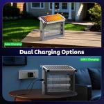 OnBeam Solar Bug Zapper Outdoor, Mosquito Zapper Waterproof Electric Fly Zapper Rechargeable Mosquito Killer Lamp with 10W Solar Panel, 4500V Cordless Fly Trap for Backyard, Patio, Garden, RV, Camping