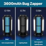 Houyond Bug Zapper Outdoor, Solar Bug Zapper with 3 Solar Panels, IP65 Bug Zapper Indoor for Home, 3600mAh Mosquito Killer for Backyard