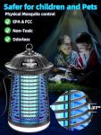 snanlen Bug Zapper Outdoor Indoor, 4200V Electric Mosquito Zapper Outdoor with LED Light, Electric Fly Zapper, Fly Traps, ABS Plastic, Plug in Mosquito Killer for Patio, Yard, Garden, Kitchen, Home