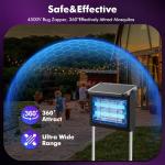 OKK Solar Bug Zapper Outdoor 4500V, Mosquito Zapper Waterproof Electric Fly Zapper with 10W Solar Panel, Rechargeable Mosquito Killer Lamp, Cordless Fly Trap for Patios, Gardens, Camping, Backyard