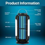 Houyond Bug Zapper Outdoor, Solar Bug Zapper with 3 Solar Panels, IP65 Bug Zapper Indoor for Home, 3600mAh Mosquito Killer for Backyard