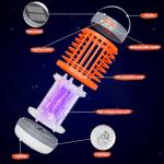 Solar Bug Zapper Outdoor Waterproof Mosquito Zapper for Patio Home Camping, 3 in 1 Cordless Rechargeable Mosquito Repellent