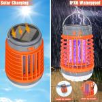 Solar Bug Zapper Outdoor Waterproof Mosquito Zapper for Patio Home Camping, 3 in 1 Cordless Rechargeable Mosquito Repellent