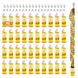 40 Pack Fruit Fly Traps for Indoor, Fly Traps Outdoor, Sticky Fly Trap Strips Tape Killer Catcher Paper Ribbon, Flying Insect Trap for Bug, Gnat, Insect, Pest, Mosquito