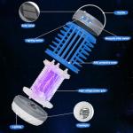 2 Pack Solar Bug Zappers Outdoor Waterproof Mosquito Zappers for Patio Home Camping, 3 in 1 Cordless Rechargeable Mosquito Repellent Outdoor Patio Flashlight, Mosquito Killer Indoor - Blue