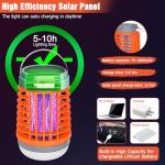 Solar Bug Zapper Outdoor Waterproof Mosquito Zapper for Patio Home Camping, 3 in 1 Cordless Rechargeable Mosquito Repellent