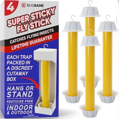 Fly Stick sticky fly traps with optional bait dish