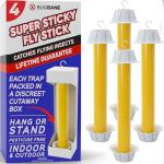 Fly Stick Sticky Fly Traps for Indoors Outdoor 4pk. Non-Toxic Super Sticky Hanging Flies Catcher Paper Tape Strips for Home. Catches All Bugs and gnats. Indoor Outdoor House Flying Insect Trap