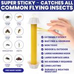 Fly Stick Sticky Fly Traps for Indoors Outdoor 4pk. Non-Toxic Super Sticky Hanging Flies Catcher Paper Tape Strips for Home. Catches All Bugs and gnats. Indoor Outdoor House Flying Insect Trap