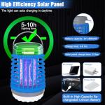 2 Pack Solar Bug Zappers Outdoor Waterproof Mosquito Zappers for Patio Home Camping, 3 in 1 Cordless Rechargeable Mosquito Repellent Outdoor Patio Flashlight, Mosquito Killer Indoor - Blue