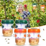 Wasp Trap 4 Pack Solar Powered Bee Repellent Outdoor Hanging Hornet Killer Flying Insect Trap Wasp Catcher for with Light Hunting Wasps Hornet Attraction for Outside Backyard Camping Garden Patio (4)