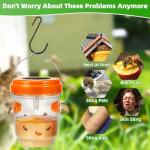Wasp Trap 4 Pack Solar Powered Bee Repellent Outdoor Hanging Hornet Killer Flying Insect Trap Wasp Catcher for with Light Hunting Wasps Hornet Attraction for Outside Backyard Camping Garden Patio (4)