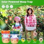 Wasp Trap 4 Pack Solar Powered Bee Repellent Outdoor Hanging Hornet Killer Flying Insect Trap Wasp Catcher for with Light Hunting Wasps Hornet Attraction for Outside Backyard Camping Garden Patio (4)