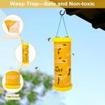 4 Pack Wasp Traps Outdoor Hanging Carpenter Bee Traps for Outside Yellow Jacket Trap Sticky Hornet Trap Bee Catcher Wasp Killer for Garden, Farm Yellow