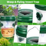Wasp Trap 4 Pack Solar Powered Bee Repellent Outdoor Hanging Hornet Killer Flying Insect Trap Wasp Catcher for with Light Hunting Wasps Hornet Attraction for Outside Backyard Camping Garden Patio (4)