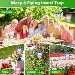 Wasp Trap 4 Pack Solar Powered Bee Repellent Outdoor Hanging Hornet Killer Flying Insect Trap Wasp Catcher for with Light Hunting Wasps Hornet Attraction for Outside Backyard Camping Garden Patio (4)