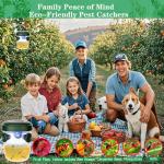 Wasp Traps Outdoor Hanging 2 Packs, Solar Powered Carpenter Bee Trap Yellow Jacket Hornet Catcher with LED Light, Reusable Wasp Deterrent Outdoor for Garden, Patio, Backyard, Camping