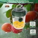 Wasp Traps Outdoor Hanging 2 Packs, Solar Powered Carpenter Bee Trap Yellow Jacket Hornet Catcher with LED Light, Reusable Wasp Deterrent Outdoor for Garden, Patio, Backyard, Camping