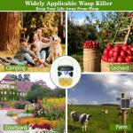 Wasp Traps Outdoor Hanging 2 Packs, Solar Powered Carpenter Bee Trap Yellow Jacket Hornet Catcher with LED Light, Reusable Wasp Deterrent Outdoor for Garden, Patio, Backyard, Camping