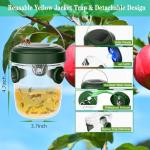 Wasp Traps Outdoor Hanging 2 Packs, Solar Powered Carpenter Bee Trap Yellow Jacket Hornet Catcher with LED Light, Reusable Wasp Deterrent Outdoor for Garden, Patio, Backyard, Camping