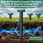 8 Pack Mole Repellent for Lawns Solar Powered Groundhog Spikes, Ultrasonic Mole Stakes for Yard, Waterproof Gopher Repellent to Get Rid of Gopher, Vole and Snake for Farm