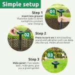 8 Pack Mole Repellent for Lawns Solar Powered Groundhog Spikes, Ultrasonic Mole Stakes for Yard, Waterproof Gopher Repellent to Get Rid of Gopher, Vole and Snake for Farm