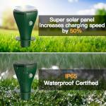 4 Pack Mole Repellent Solar Powered - Ultrasonic Gopher Deterrent Stake for Outdoor Lawns with Electic Vibration, Repels Snake Vole Groundhog Armadillo from Yard and Garden