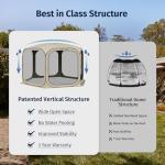 EAST OAK Screen House Tent Pop-Up, Portable Screen Room Canopy Instant Screen Tent 10 x 10 FT with Carry Bag for Patio, Backyard, Deck & Outdoor Activities, Beige