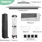 Arlopu Pop Up Gazebo Tent, Outdoor Instant Canopy, Easy Set-up Folding Shelter with Netting, Metal Frame, Screened House Shade Vented for Patio, Lawn, Party, Backyard, Garden (Grey, 11FT×11FT)