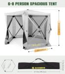 Raynesys 6 Sided Pop Up Gazebo Tent, Camping Screen Tent for 6-8 Person Foldable, Pop-Up Canopy Shelter with Mesh Windows, UV Resistant, Quick Set, Outdoor Gazebo with 6 Removable Wind Cloths