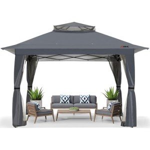 ABCCANOPY 13x13 Pop Up Gazebo, Outdoor Canopy Tent, Instant Screened Shelter with Mosquito Netting for Patio, Garden, Backyard, Party, Camping (Dark Gray)