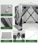 Raynesys 6 Sided Pop Up Gazebo Tent, Camping Screen Tent for 6-8 Person Foldable, Pop-Up Canopy Shelter with Mesh Windows, UV Resistant, Quick Set, Outdoor Gazebo with 6 Removable Wind Cloths