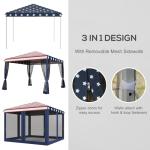 Outsunny 10' x 10' Pop Up Canopy Tent with Netting, Instant Gazebo, Screen House Room with Carry Bag, Height Adjustable, for Outdoor, Garden, Patio, Camping, Blue and Red