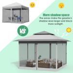 Arlopu Pop Up Gazebo Tent, Outdoor Instant Canopy, Easy Set-up Folding Shelter with Netting, Metal Frame, Screened House Shade Vented for Patio, Lawn, Party, Backyard, Garden (Grey, 11FT×11FT)