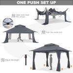 ABCCANOPY 13x13 Pop Up Gazebo, Outdoor Canopy Tent, Instant Screened Shelter with Mosquito Netting for Patio, Garden, Backyard, Party, Camping (Dark Gray)