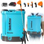 SideKing Battery Powered Backpack Sprayer 4 Gallon, 0-100 PSI Adjustable Pressure Sprayer Compatible with Makita 18V Battery, Electric Sprayer with Wand, 5 Nozzles, 2.6Ah Battery&Charger Included