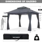 ABCCANOPY 13x13 Pop Up Gazebo, Outdoor Canopy Tent, Instant Screened Shelter with Mosquito Netting for Patio, Garden, Backyard, Party, Camping (Dark Gray)