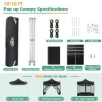 COBIZI Canopy Tent 10x10 Heavy Duty, Pop Up Gazebo with Netting Screened,Waterproof Ez up Canopy with Sidewalls, Outdoor Instant Screen House Tent for Camping,Backyard, Wedding, Birthday,Black