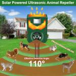 Upgraded Solar Ultrasonic Animal Repellent,Cat Repeller Outdoor with Flaming Eye Alarm,Waterproof Raccoon Repellent with Motion Detection for Farm Yard Garden Repelling Dog, Rabbit, Skunk,Squirrel