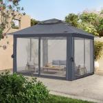 ABCCANOPY 13x13 Pop Up Gazebo, Outdoor Canopy Tent, Instant Screened Shelter with Mosquito Netting for Patio, Garden, Backyard, Party, Camping (Dark Gray)