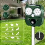 YOOYHHOME Solar Ultrasonic Animal Repellent Cat Repellent Outdoor Animal Repeller Waterproof Motion Activated Cat Deterrent for Outdoor Dog Squirrels Raccoon Skunk Deer