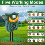 Upgraded Solar Ultrasonic Animal Repellent,Cat Repeller Outdoor with Flaming Eye Alarm,Waterproof Raccoon Repellent with Motion Detection for Farm Yard Garden Repelling Dog, Rabbit, Skunk,Squirrel