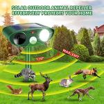 Upgraded Solar Animal Repellent, 4 Pcs Ultrasonic Animal Repeller Outdoor Waterproof with Motion Sensor & Flashing Light Cat, Squirrel, Deer, Raccoon, Rabbit, Skunk, Coyote Deterrent for Yard, Garden