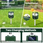YOOYHHOME Solar Ultrasonic Animal Repellent Cat Repellent Outdoor Animal Repeller Waterproof Motion Activated Cat Deterrent for Outdoor Dog Squirrels Raccoon Skunk Deer