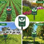 Upgraded Solar Ultrasonic Animal Repellent,Cat Repeller Outdoor with Flaming Eye Alarm,Waterproof Raccoon Repellent with Motion Detection for Farm Yard Garden Repelling Dog, Rabbit, Skunk,Squirrel