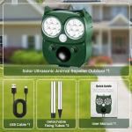 YOOYHHOME Solar Ultrasonic Animal Repellent Cat Repellent Outdoor Animal Repeller Waterproof Motion Activated Cat Deterrent for Outdoor Dog Squirrels Raccoon Skunk Deer