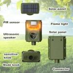 Cat Repellent Outdoor Solar Animal Repeller Deer Repellent Device Ultrasonic Dog Repeller Squirrel Deterrent Motion Activated Flame Light Repel Racoon Fox for Yard Patio Lawn Garden Orchard